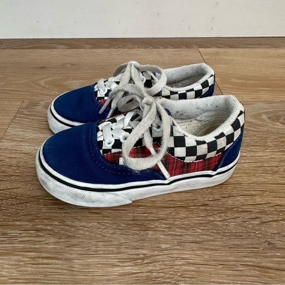 Vans Old Skool Toddler Mixed Print Blue Plaid Checkerboard Sneakers. Size 6 - Picture 4 of 10